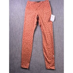 Nike One Leggings Women's S Yoga Palates Gym Tapered Cheetah Print Logo Orange